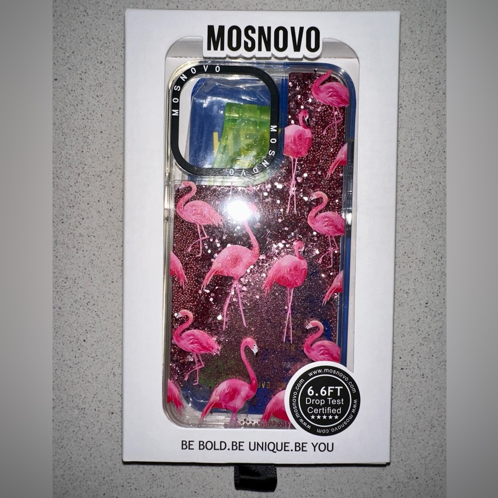 NWT Mosnovo Flamingo Pink Glitter iPhone 13 Pro Phone Case